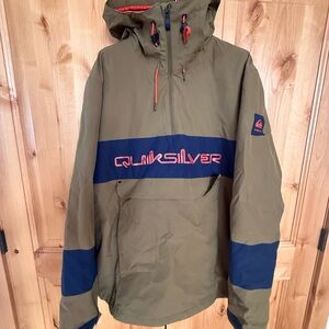 Quiksilver Men's Khaki and Blue Ski Jacket